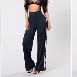 Snap up track pants- fashion nova